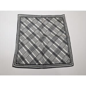 Vintage Scarf Black White Plaid Polka Dots Square Hair Neck